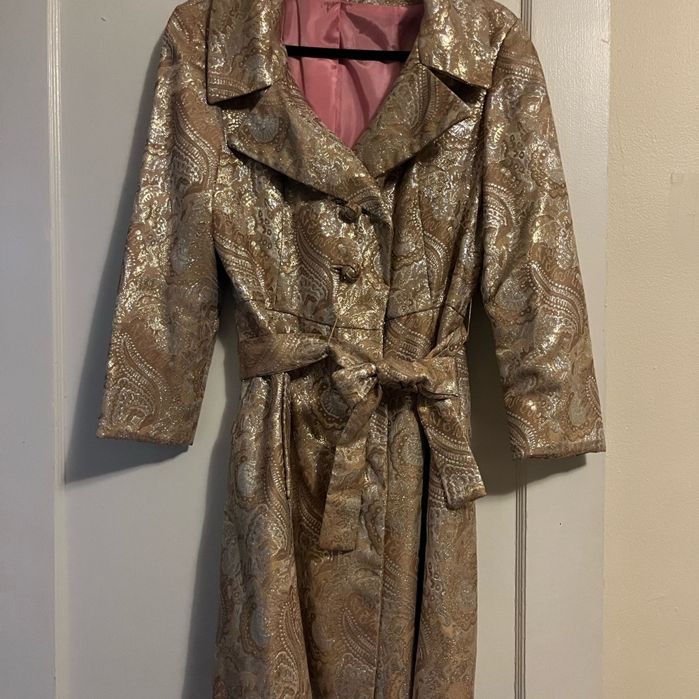 Luxurious Gold Paisley Trench Coat